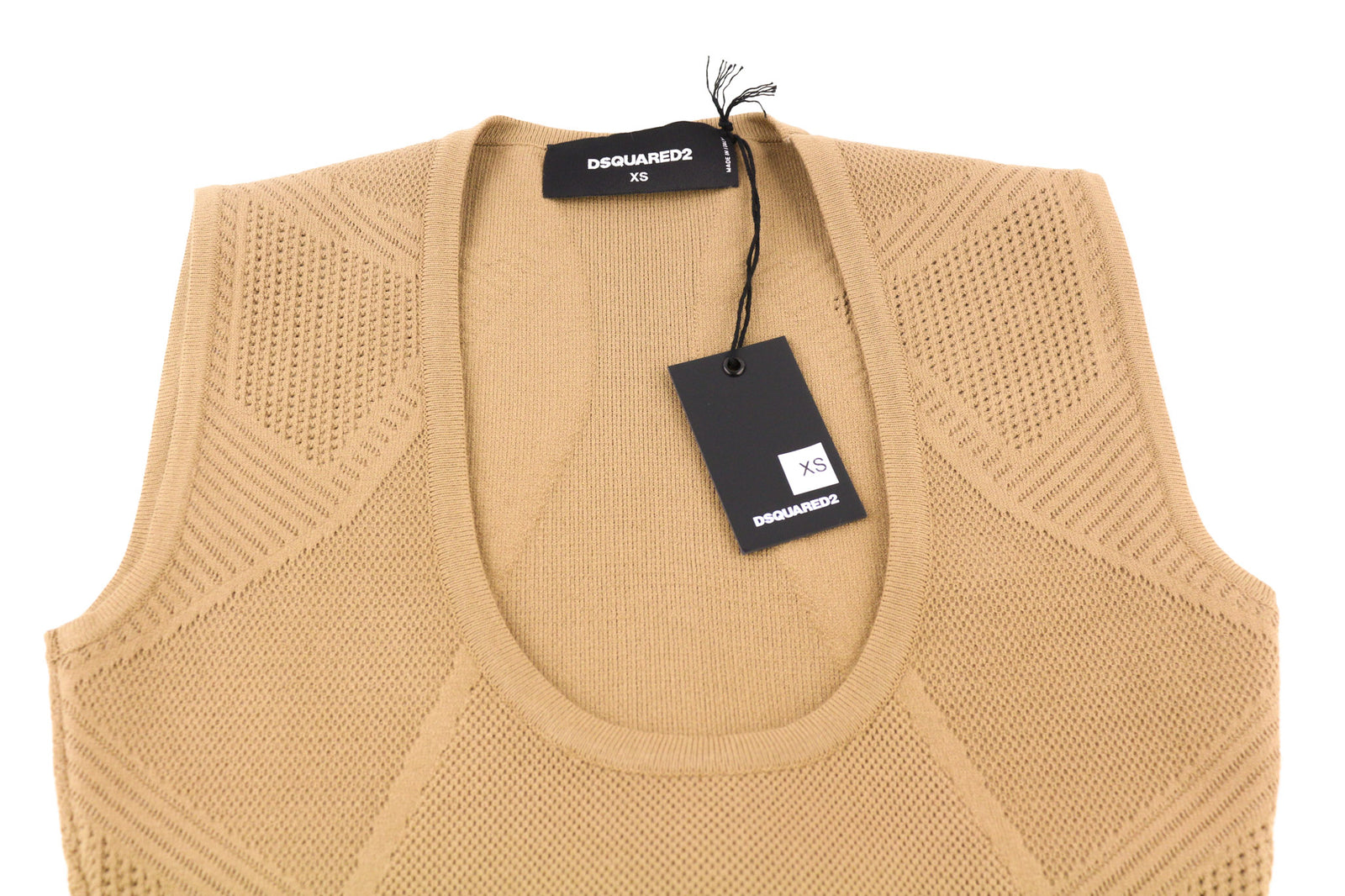 DSQUARED2 Women Dress XS Tan Brown Sleeveless Side-Tie Long Maxi Bodycon