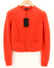 DSQUARED2 Women Jumper S Red Mohair Wool Blend Long Sleeved Button-Up Cardigan