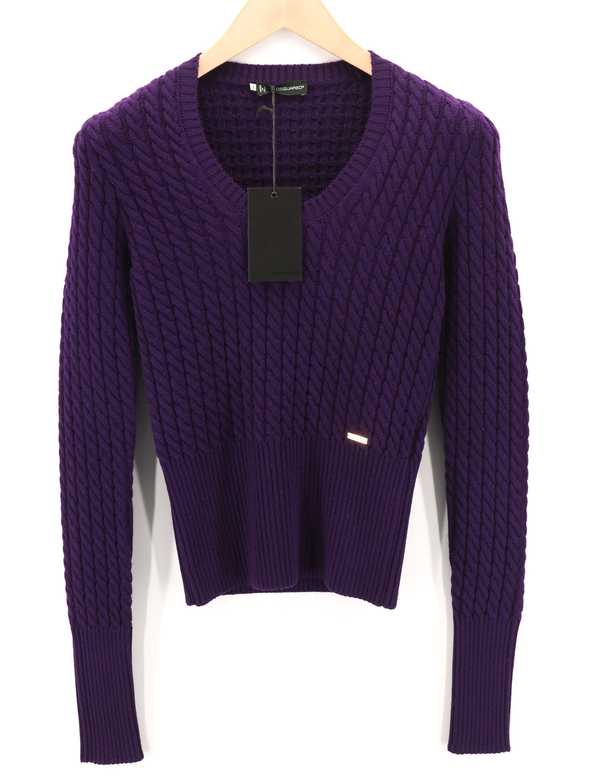 DSQUARED2 Women Jumper S Purple Knitted Pullover Long Sleeve Wool Cotton Blend
