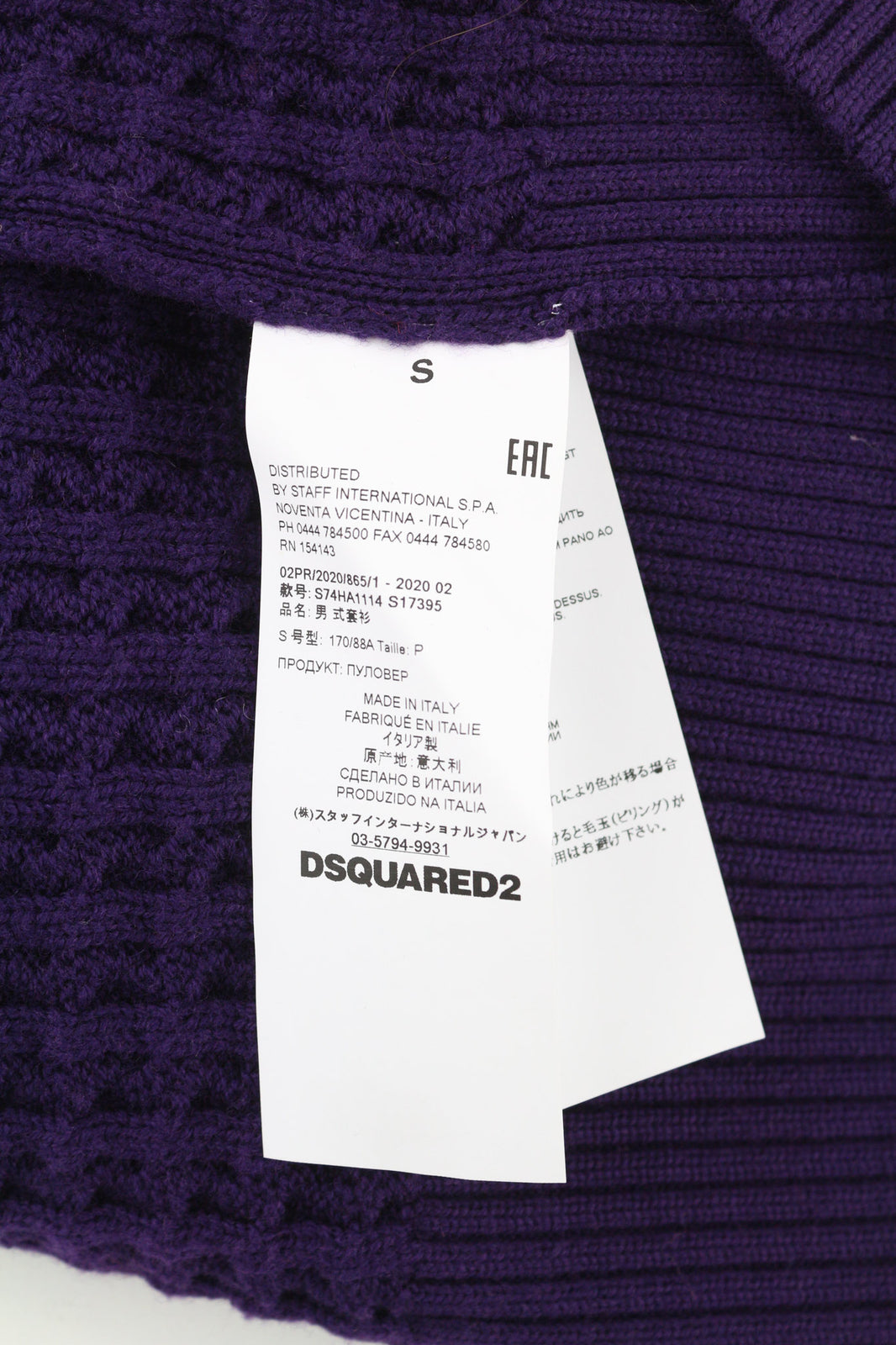 DSQUARED2 Women Jumper S Purple Knitted Pullover Long Sleeve Wool Cotton Blend