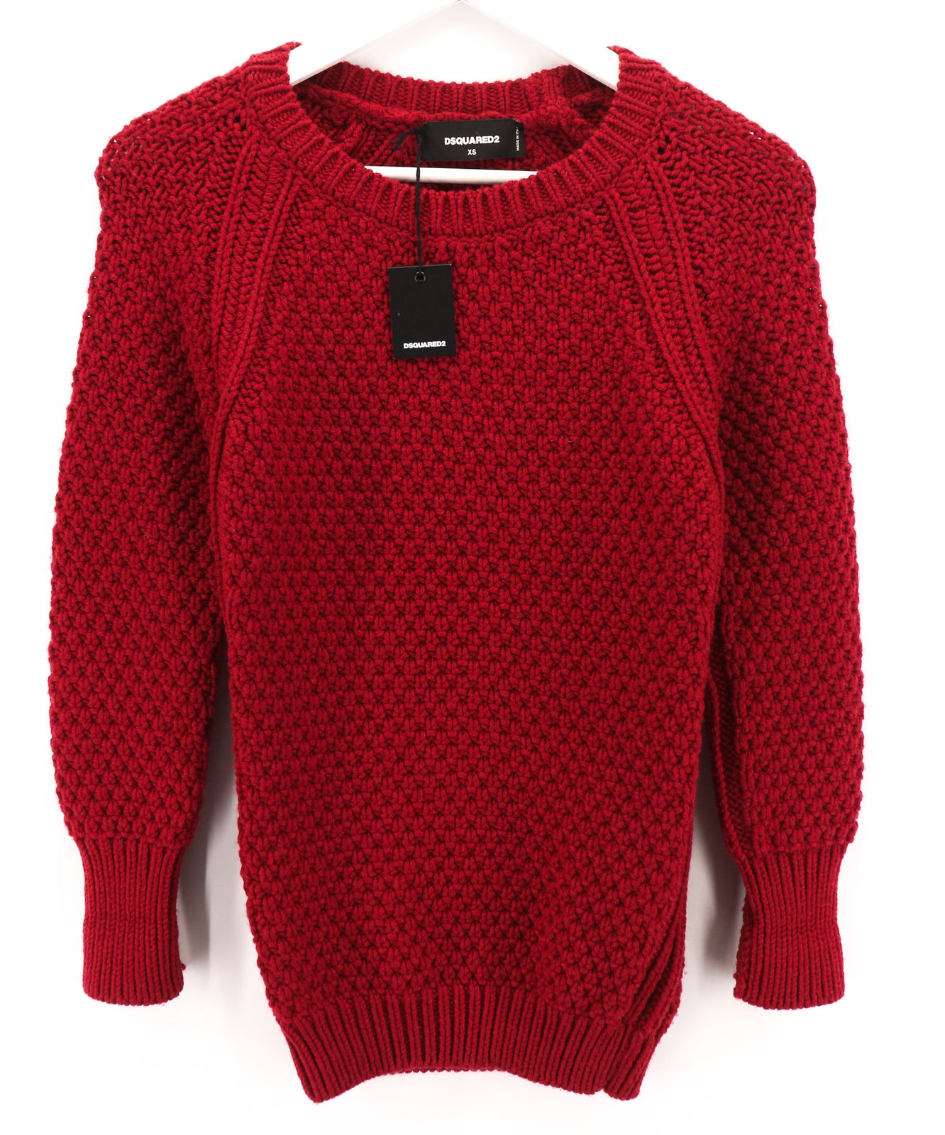 DSQUARED2 Women Jumper XS Red Pure Wool Knitted Long Sleeved Pullover