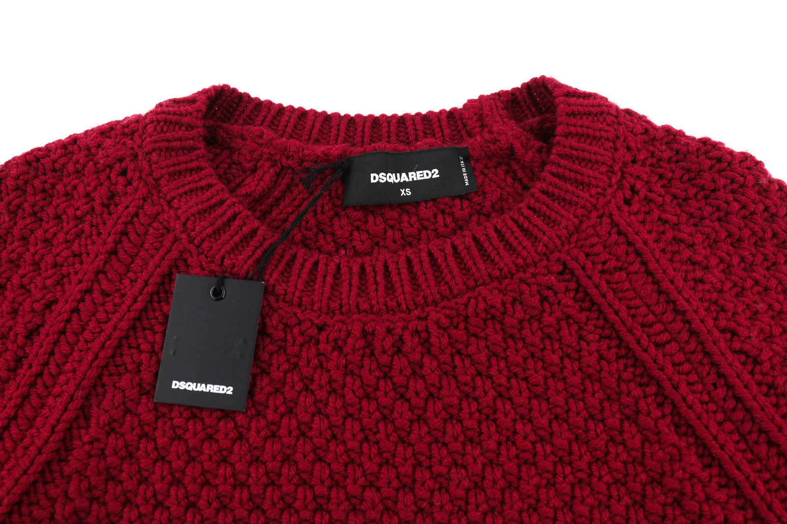 DSQUARED2 Women Jumper XS Red Pure Wool Knitted Long Sleeved Pullover