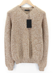 DSQUARED2 Women Jumper ~S Brown Pure Wool Knitted Long Sleeved Pullover V-Neck