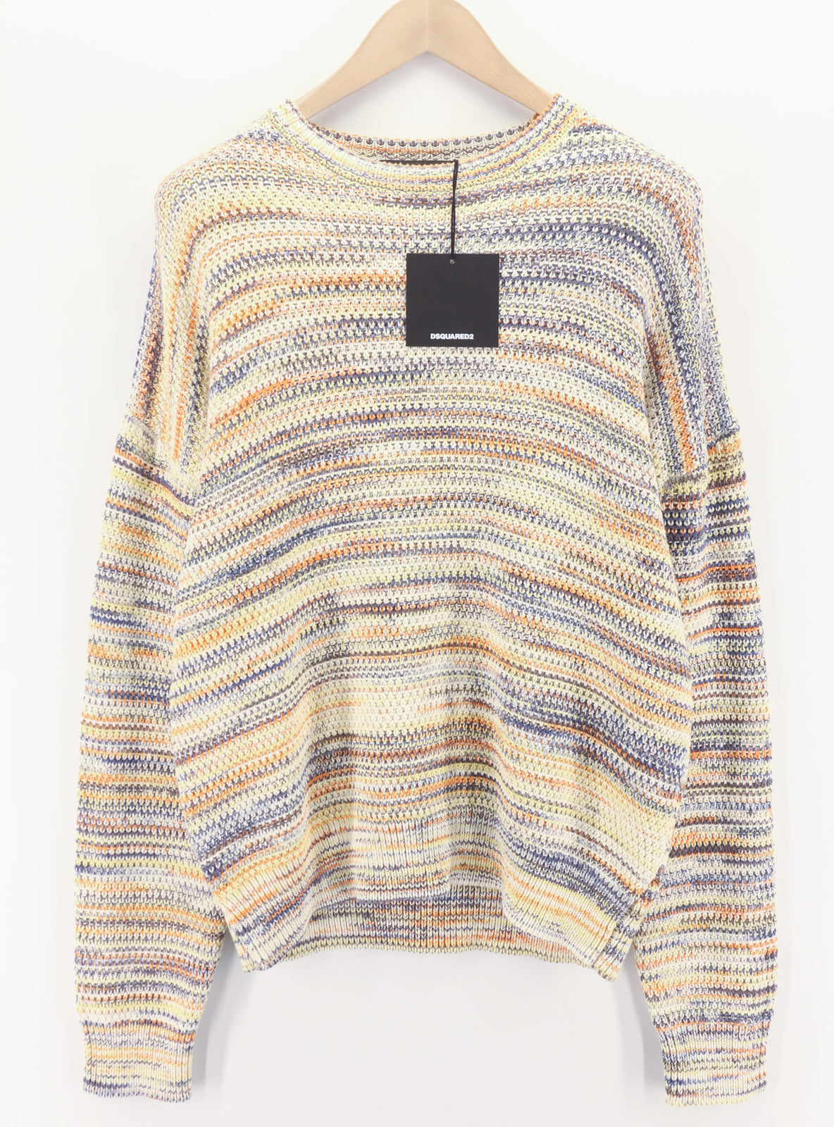 DSQUARED2 Women Jumper M Multicoloured Pure Cotton Knitted Long Sleeved Pullover