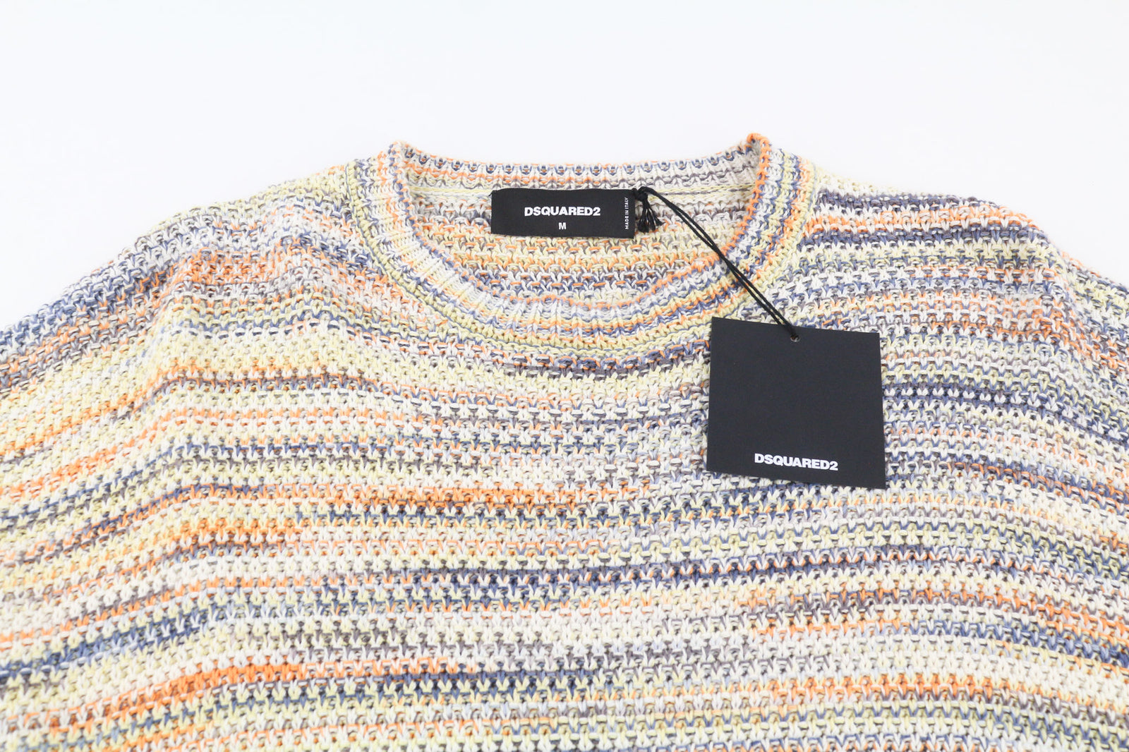 DSQUARED2 Women Jumper M Multicoloured Pure Cotton Knitted Long Sleeved Pullover