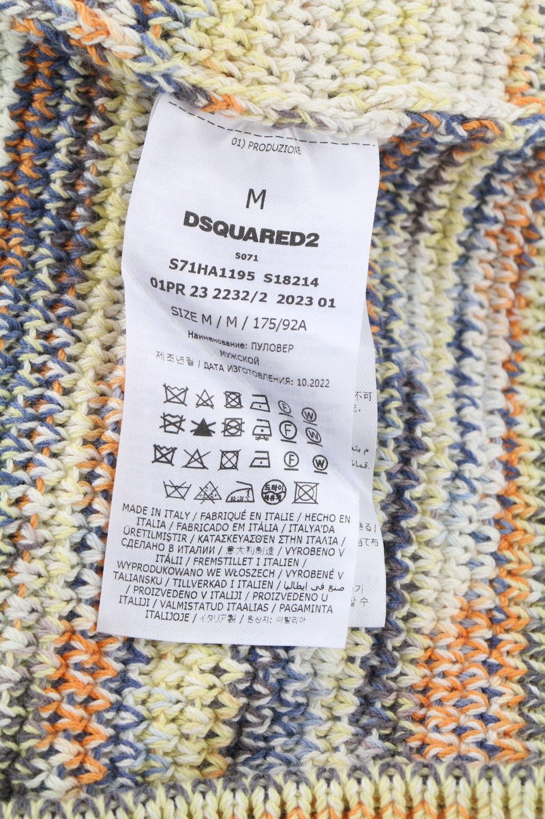 DSQUARED2 Women Jumper M Multicoloured Pure Cotton Knitted Long Sleeved Pullover