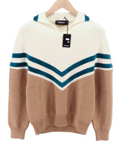 DSQUARED2 Women Jumper M Brown Wool Blend Long Sleeved Collared Pullover Polo