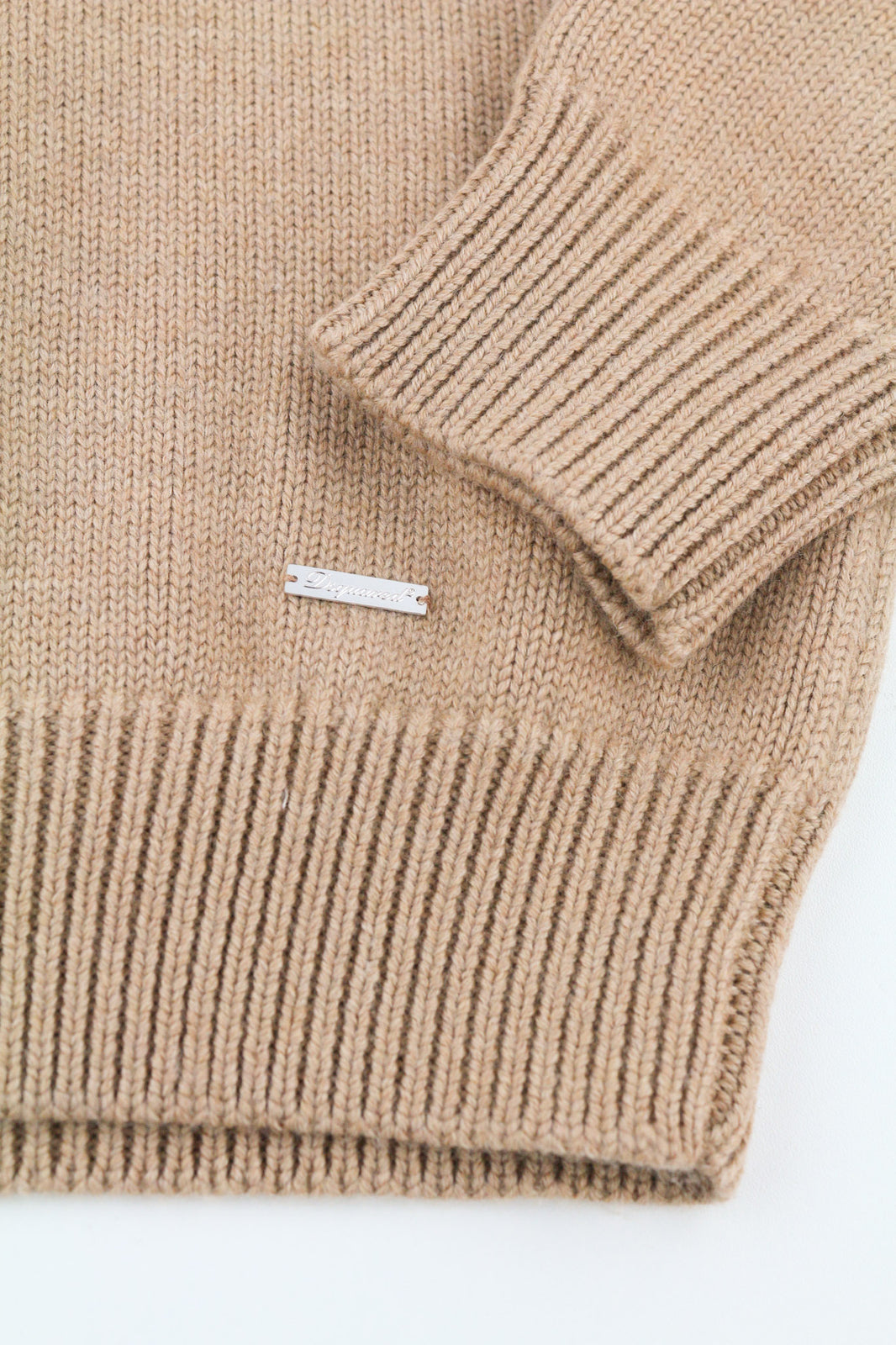 DSQUARED2 Women Jumper M Brown Wool Blend Long Sleeved Collared Pullover Polo