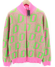 DSQUARED2 Women Jumper M Pink Green Zip-Up Patterned Knitted Wool Blend
