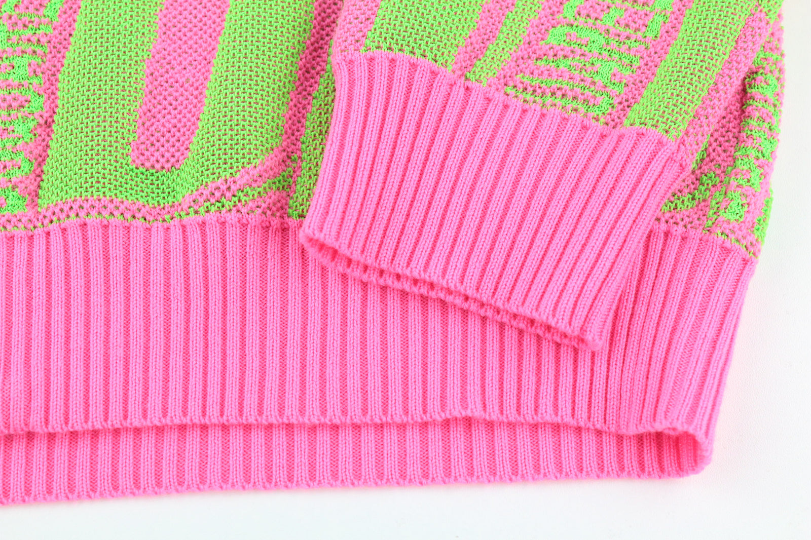 DSQUARED2 Women Jumper M Pink Green Zip-Up Patterned Knitted Wool Blend