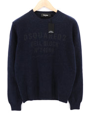DSQUARED2 Women Jumper S Logo Navy Blue Long Sleeved Pullover Wool Alpaca