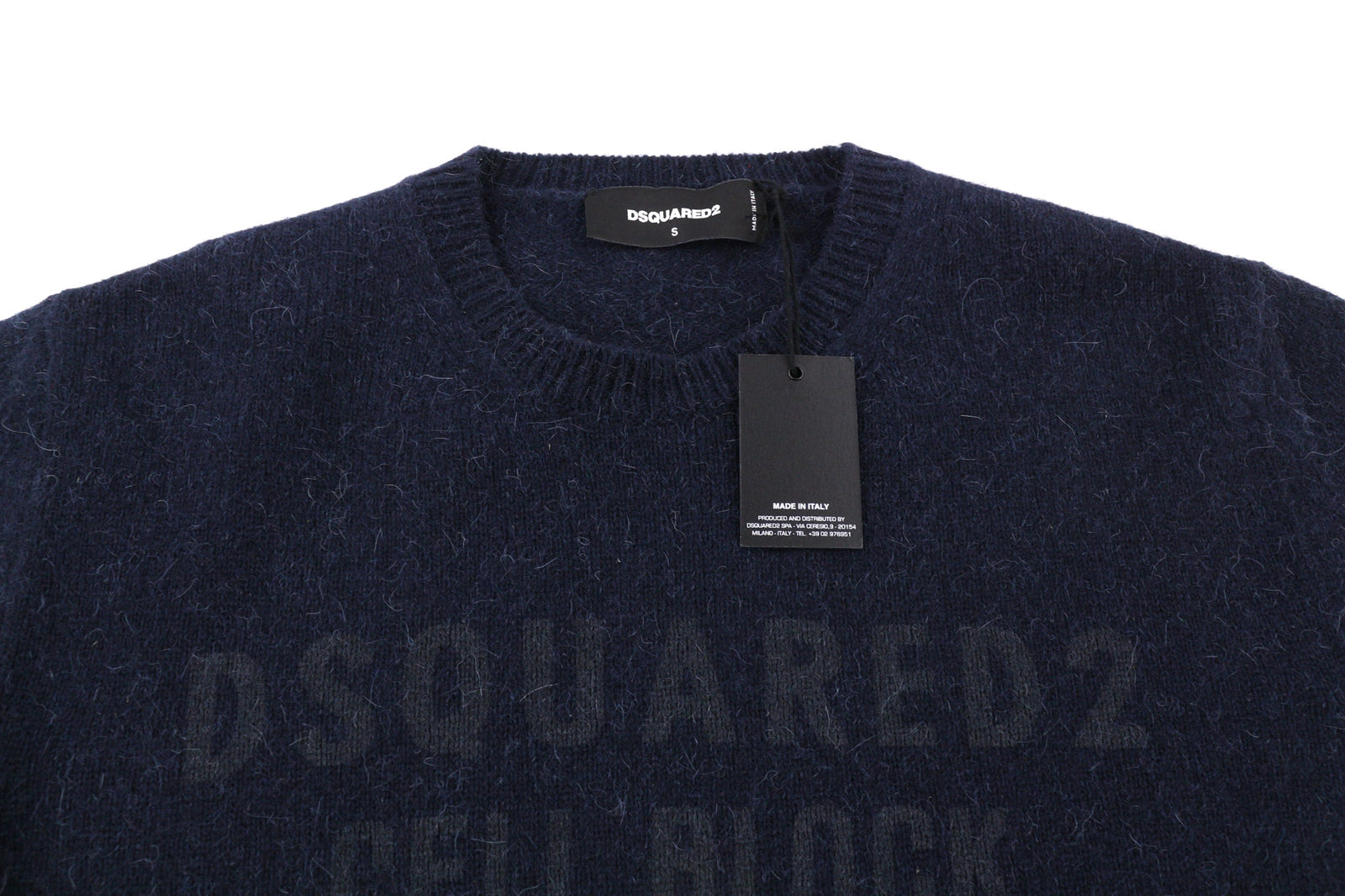 DSQUARED2 Women Jumper S Logo Navy Blue Long Sleeved Pullover Wool Alpaca