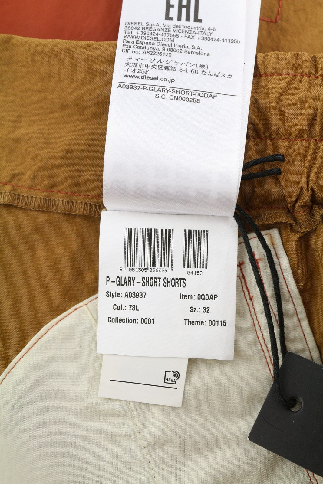 DIESEL P-Glary Men Shorts W32 Cargo Brown Elastic Waist Multi Pockets RRP€175