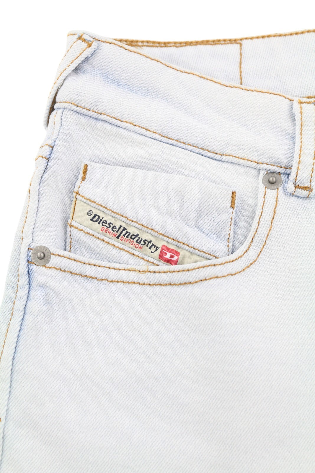 DIESEL De-Lyla 09C06 Women Shorts W26 Light Blue Denim Zip Logo Pockets Casual