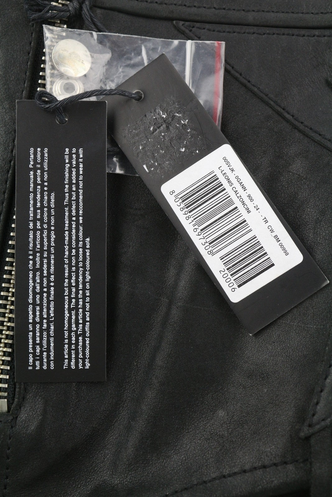 DIESEL L-Leonis 0GANN Women Shorts W24 Black Cowhide Leather Fringe RRP€500