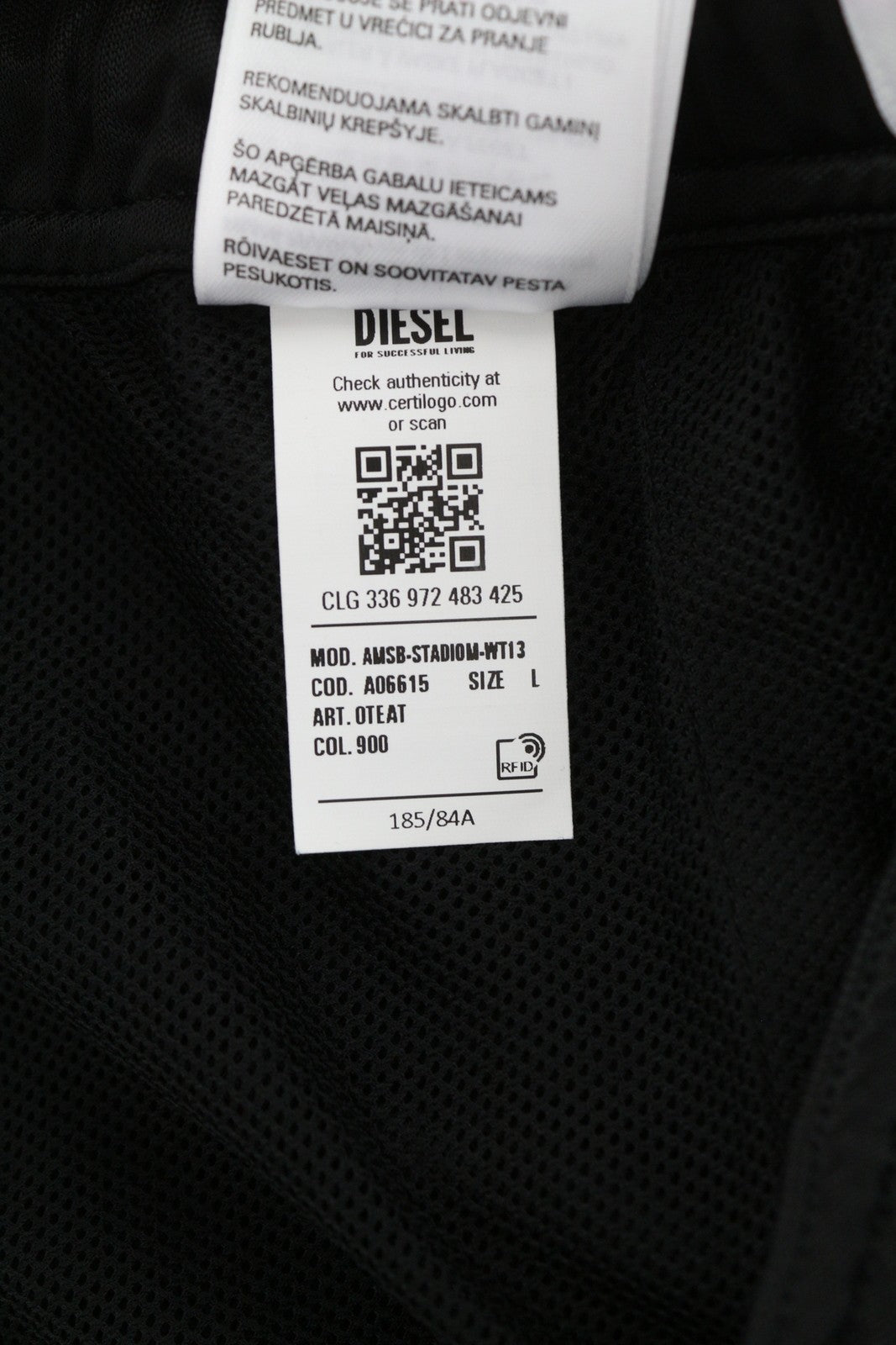 DIESEL Amsb-Stadiom-Wt13 Men Shorts L 55DSL Sports Track Elastic Waist Black