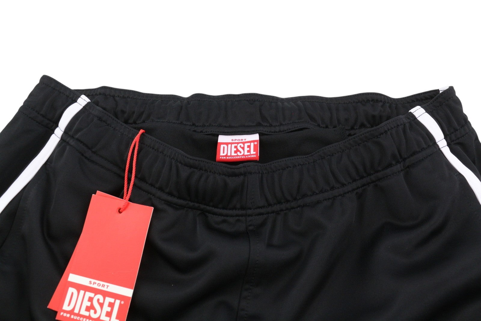 DIESEL Amsb-Stadiom-Wt13 Men Shorts L 55DSL Sports Track Elastic Waist Black