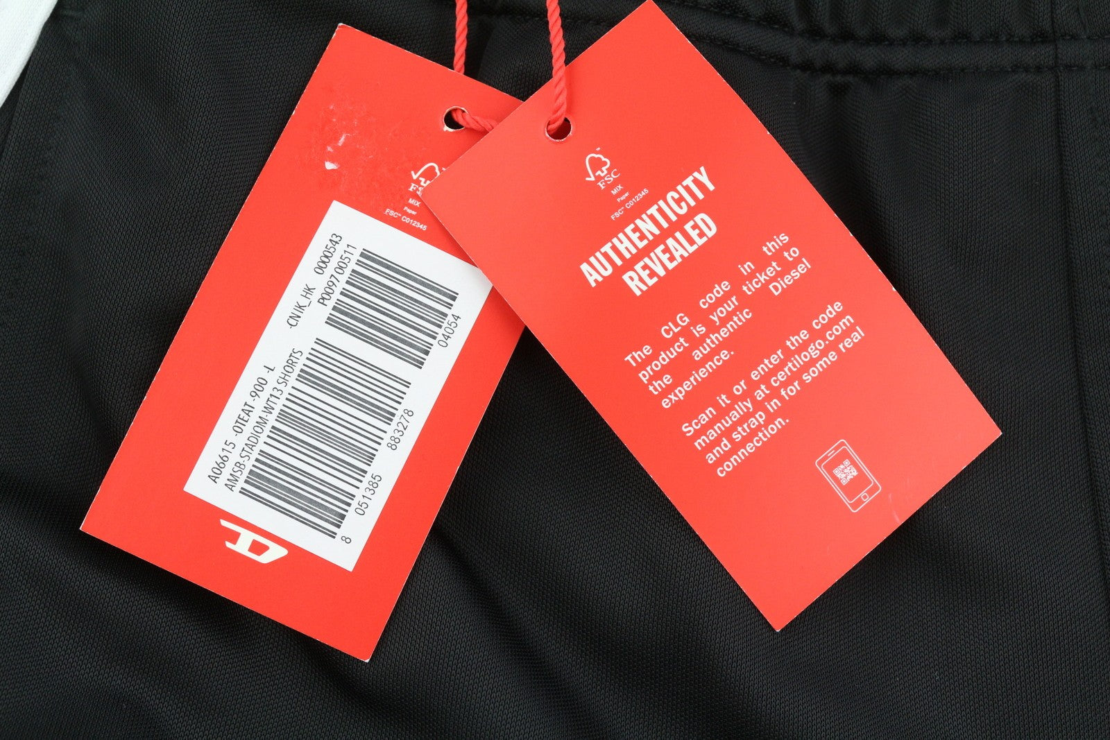 DIESEL Amsb-Stadiom-Wt13 Men Shorts L 55DSL Sports Track Elastic Waist Black