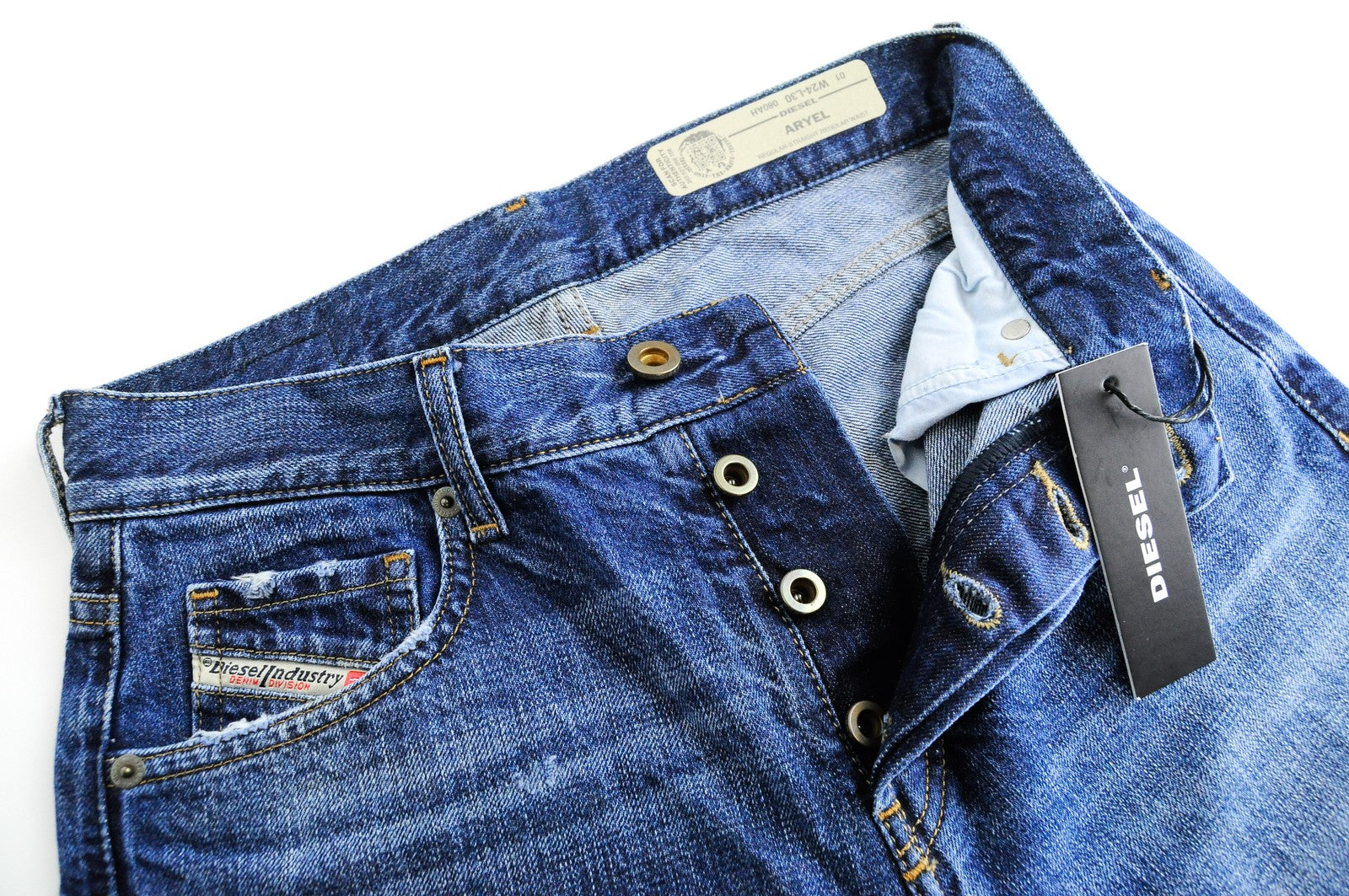 DIESEL Aryel 080AH W24 L30 Womens's Jeans Aged Straight  Ripped Blue