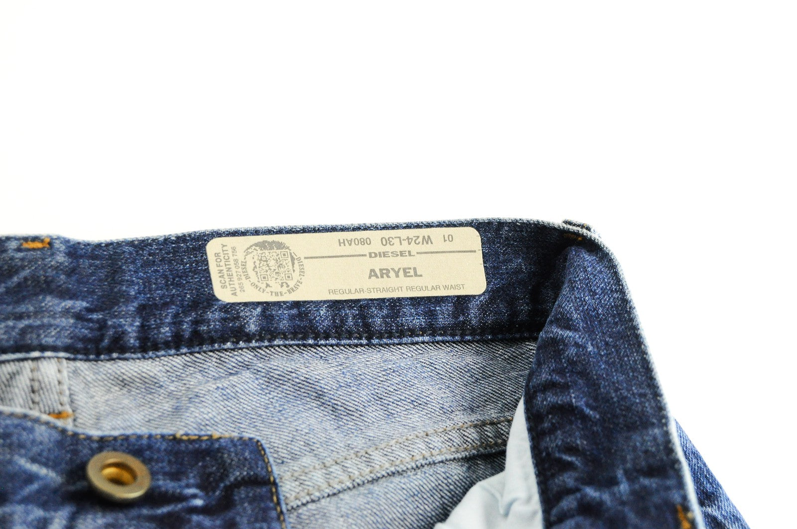 DIESEL Aryel 080AH W24 L30 Womens's Jeans Aged Straight  Ripped Blue