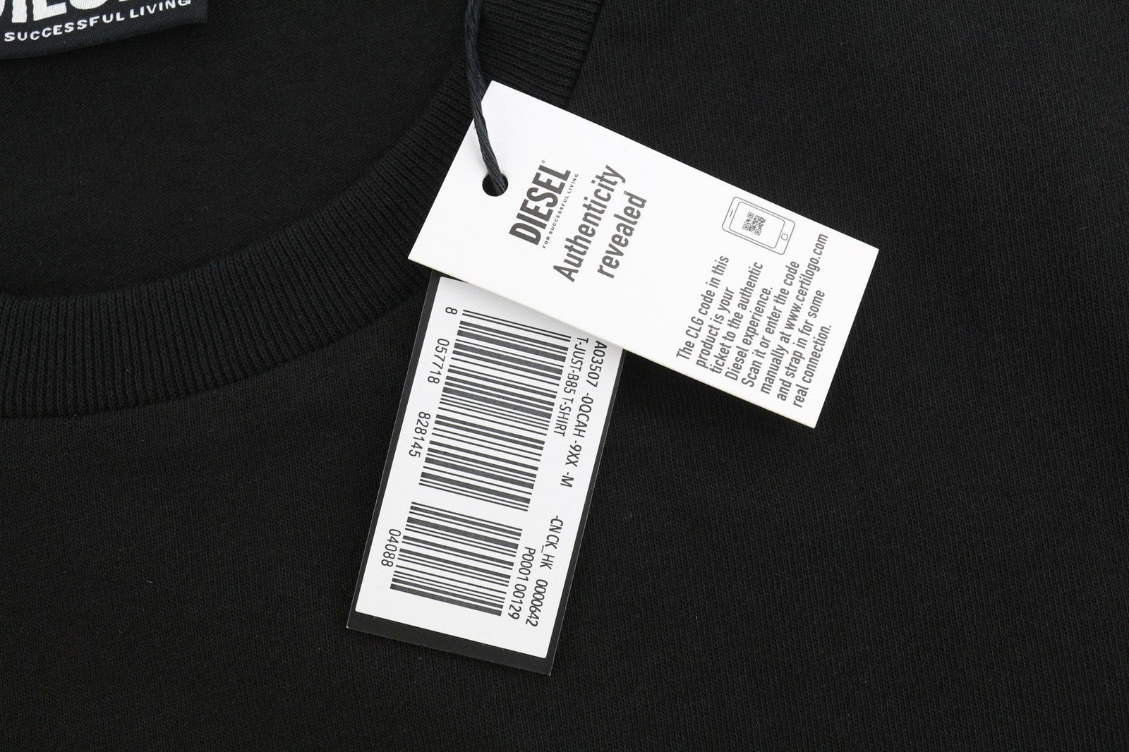 DIESEL T-Just-B85 Mens T-Shirt M Short Sleeve Crew Neck Tricot  Black RRP€80