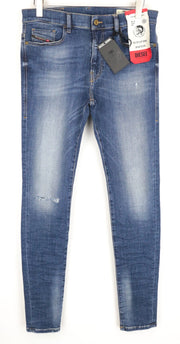 DIESEL D-Amny 086AV W31 L32 Men's Mid-Blue Skinny Ripped Stonewashed Denim