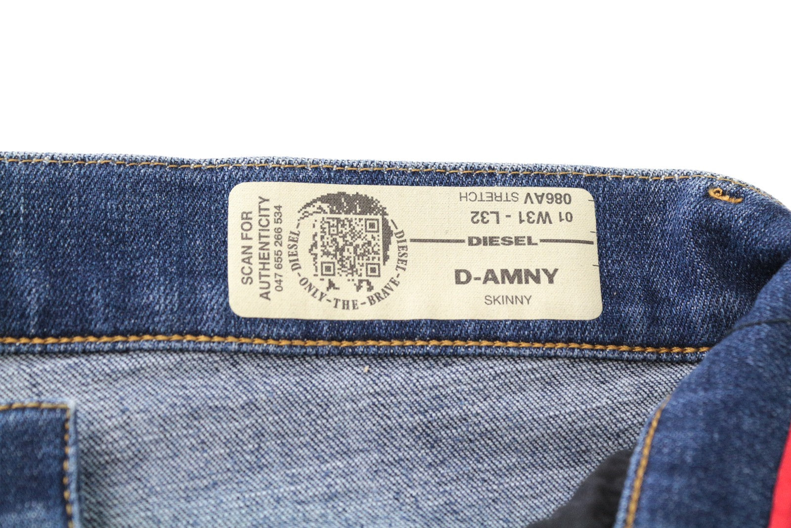 DIESEL D-Amny 086AV W31 L32 Men's Mid-Blue Skinny Ripped Stonewashed Denim