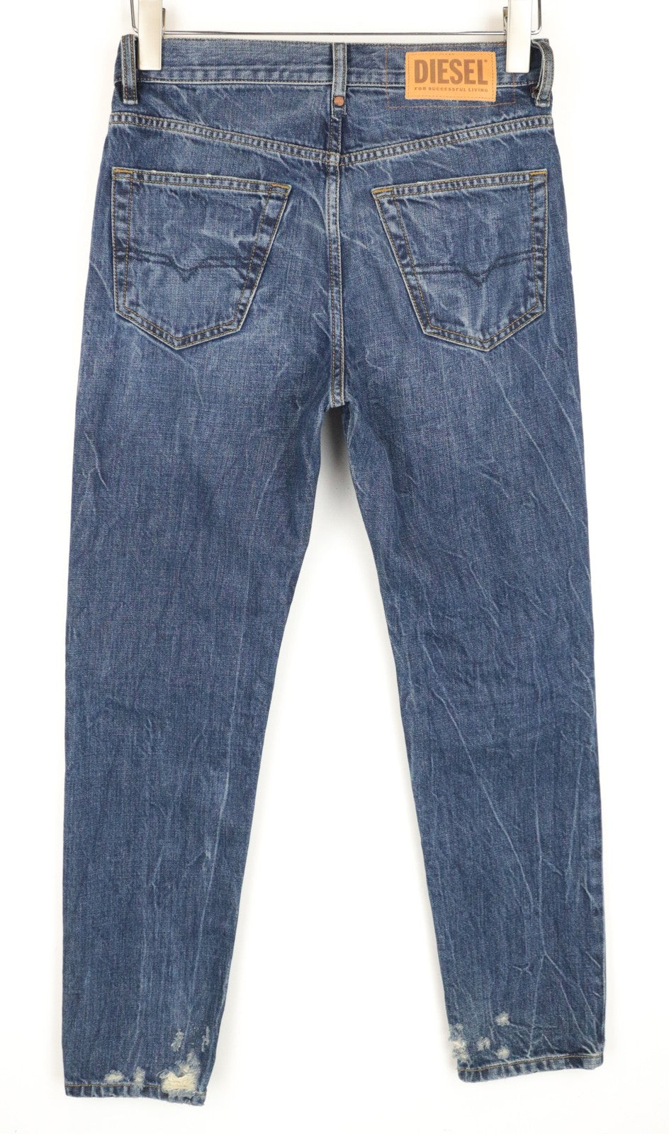 DIESEL Mharky 080AG W27 L30 Blue Ripped Slim Skinny Men's Jeans Non-Stretch Fit