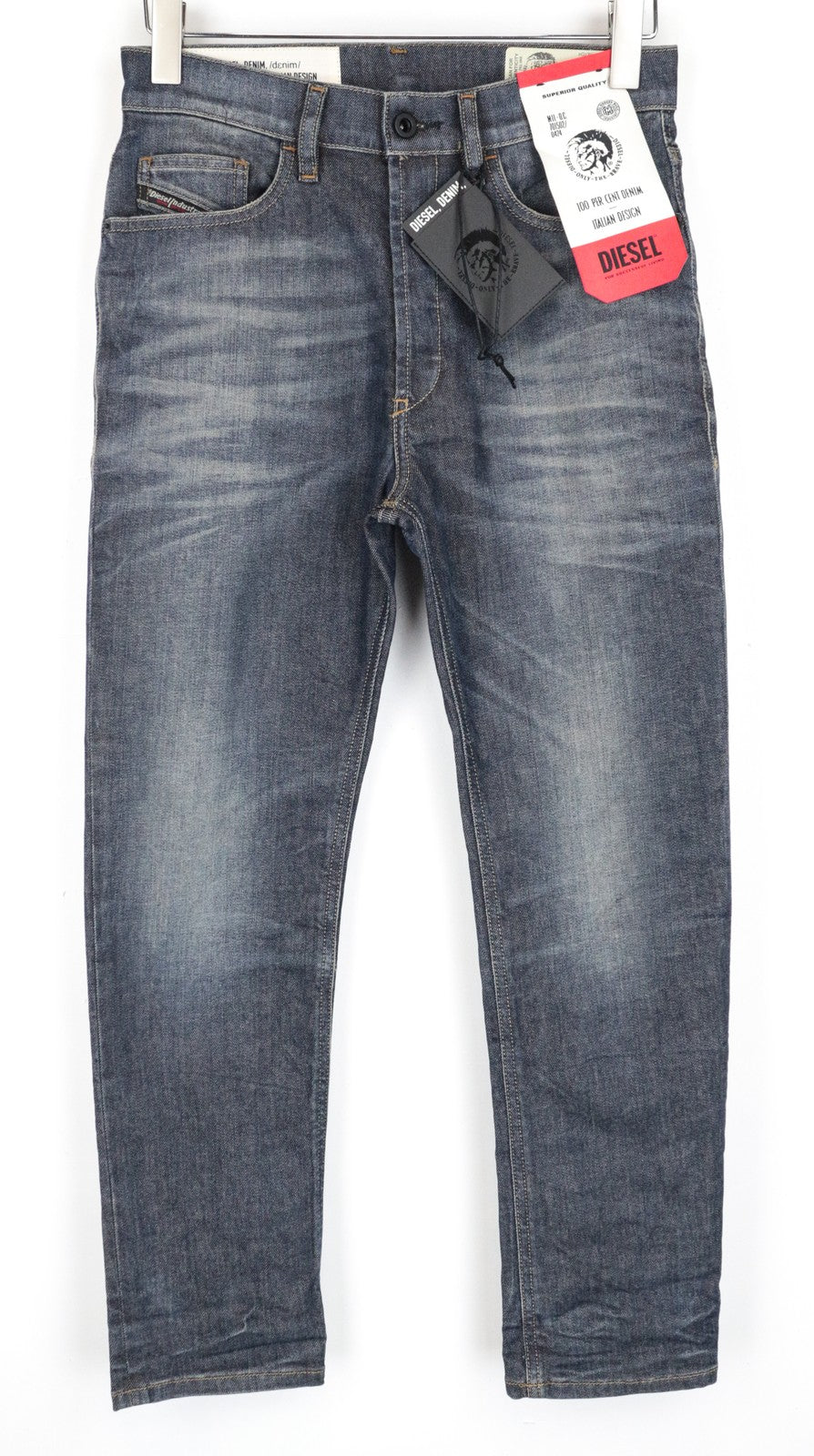 DIESEL D-Eetar 084ZU W27 L30 Carrot Fit Stretchy Blue Jeans Button Front Men