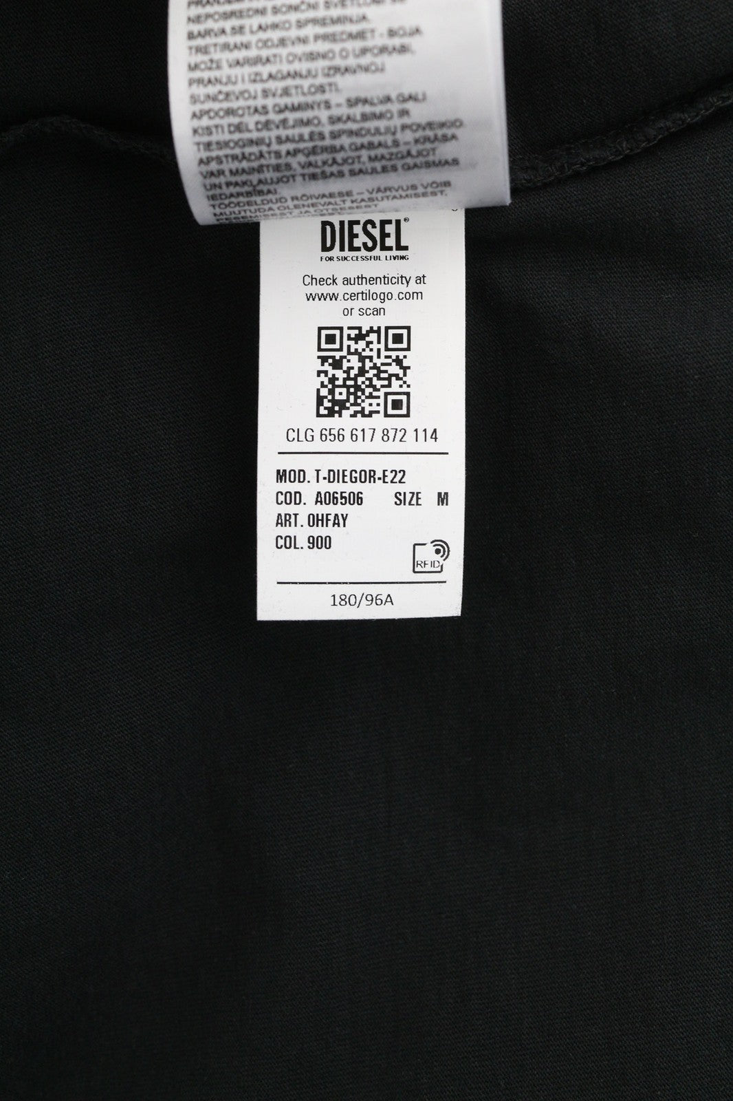 DIESEL T-Diegor-E22 vyriški marškinėliai M, juodi, skalbti trumpomis rankovėmis, trikotažiniai, RRP 100 €