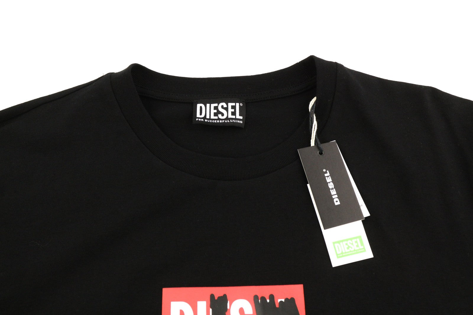 DIESEL T-Diegos-B10 Men T-Shirt L Black Short Sleeve Crew Neck  Print Tricot