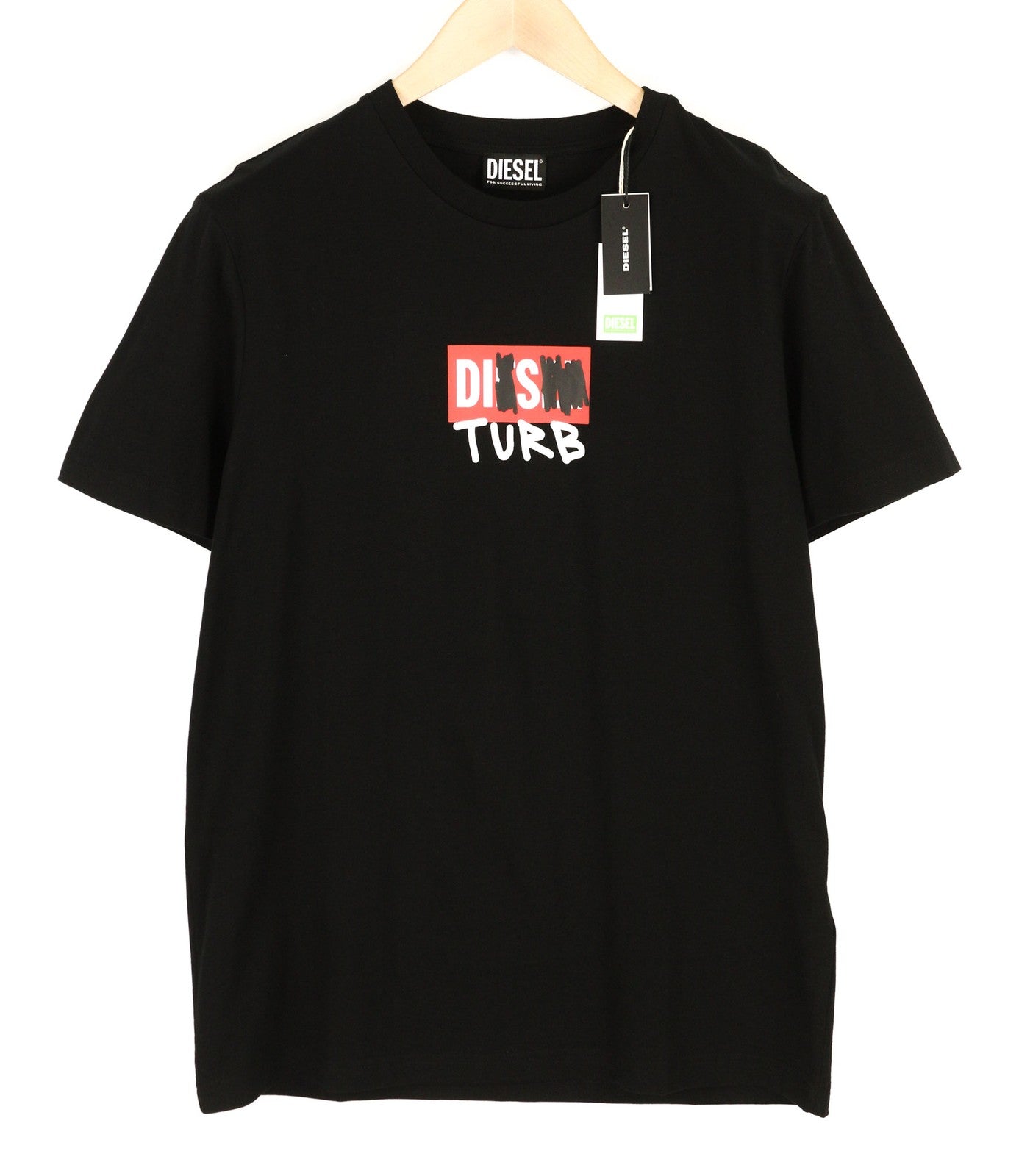 DIESEL T-Diegos-B10 Men T-Shirt XL Black Short Sleeve Crew Neck  Tricot