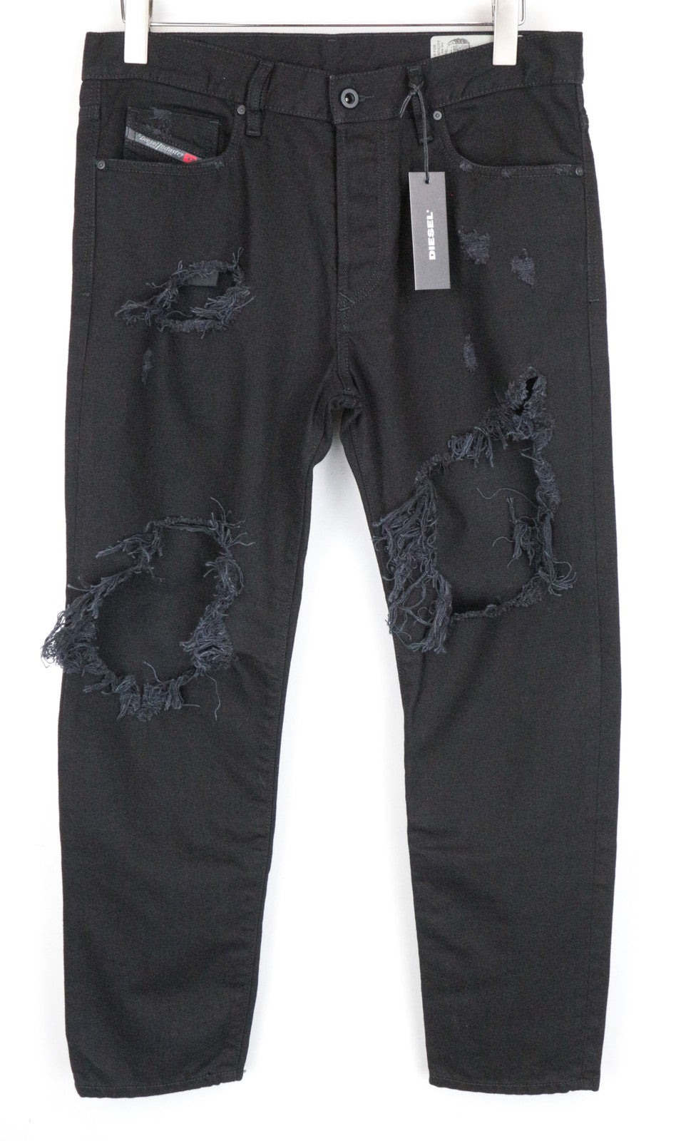 DIESEL Mharky 084WR W31 L30 Men's Non-Stretch Black Slim Skinny Ripped Denim