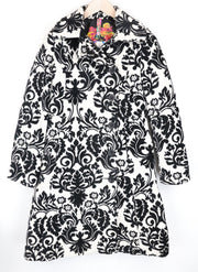 DESIGUAL EU38 Damask Jacquard Women's White Designer Coat Two-Tone