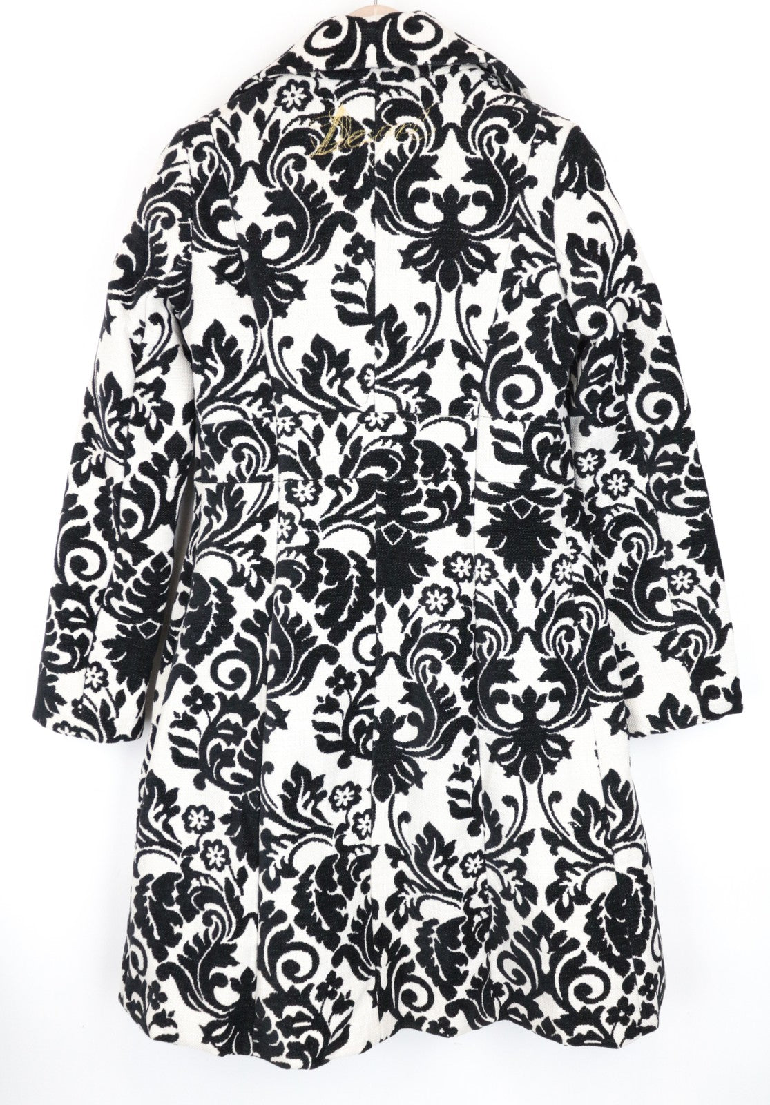 DESIGUAL EU38 Damask Jacquard Women's White Designer Coat Two-Tone