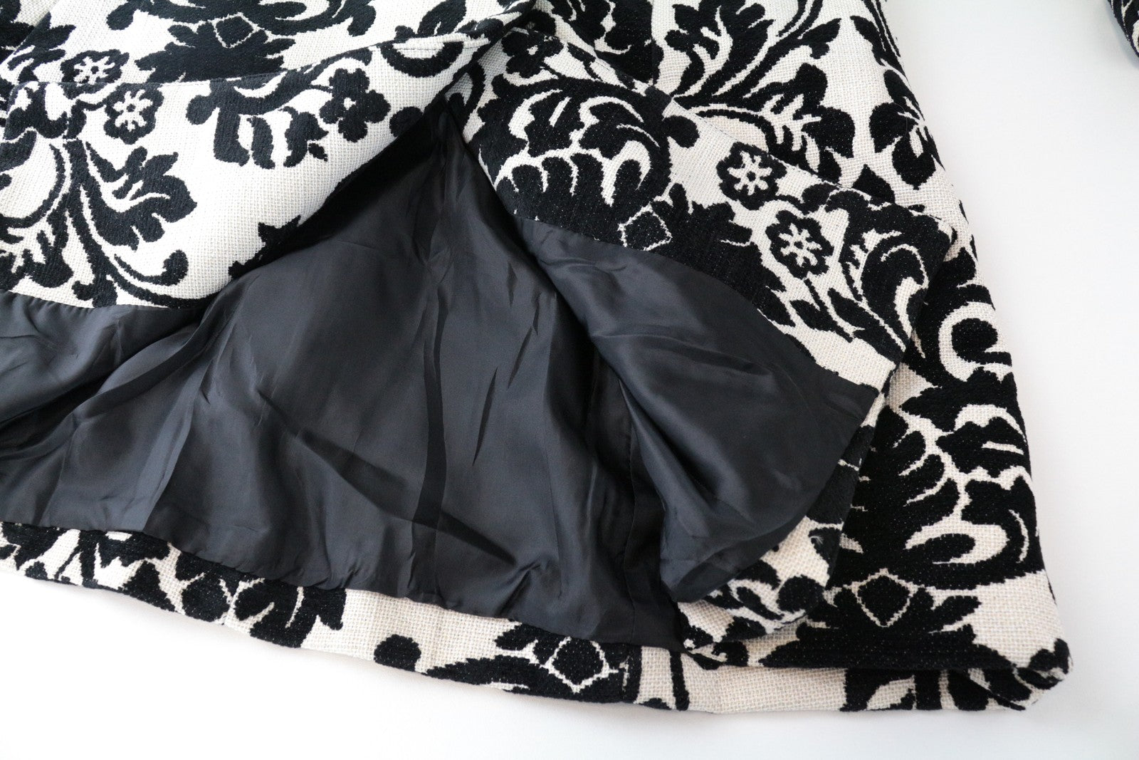 DESIGUAL EU38 Damask Jacquard Women's White Designer Coat Two-Tone