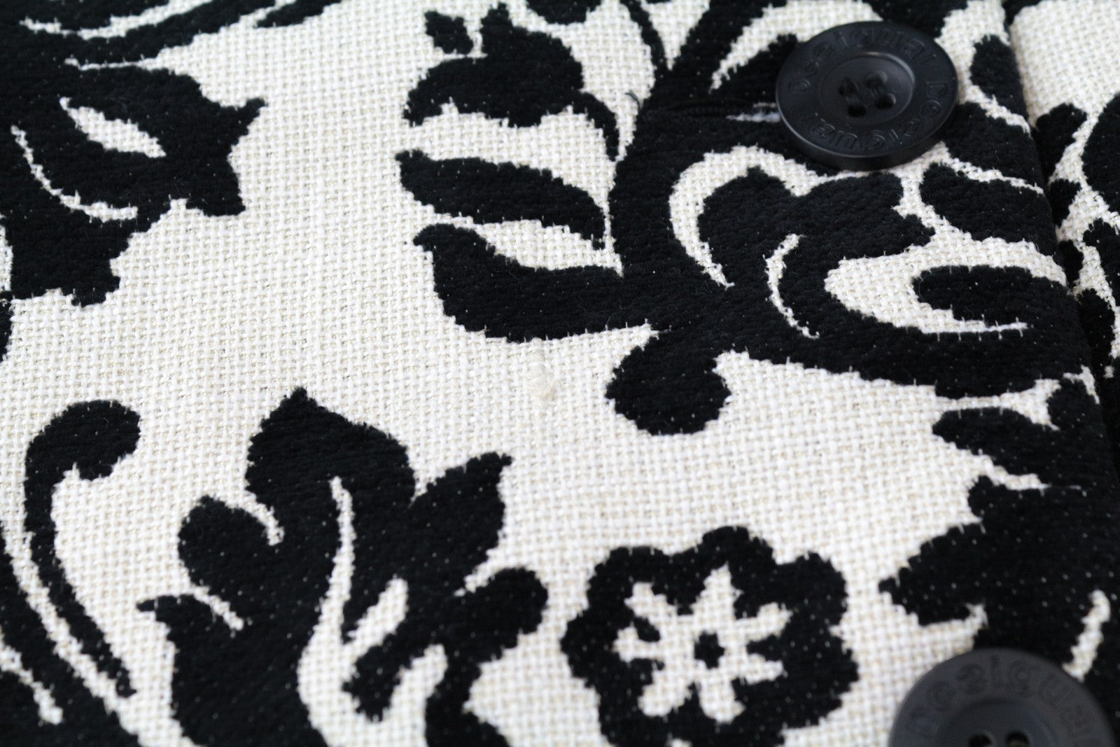 DESIGUAL EU38 Damask Jacquard Women's White Designer Coat Two-Tone