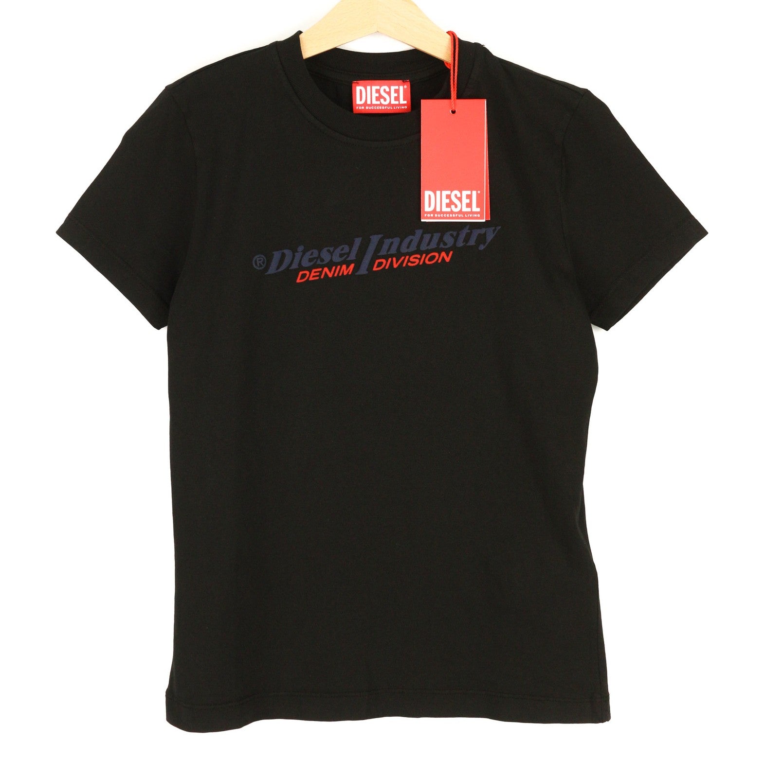 DIESEL T-Sli-Ind Womens T-Shirt 2XS Black Short Sleeve Collar Tricot RRP€90