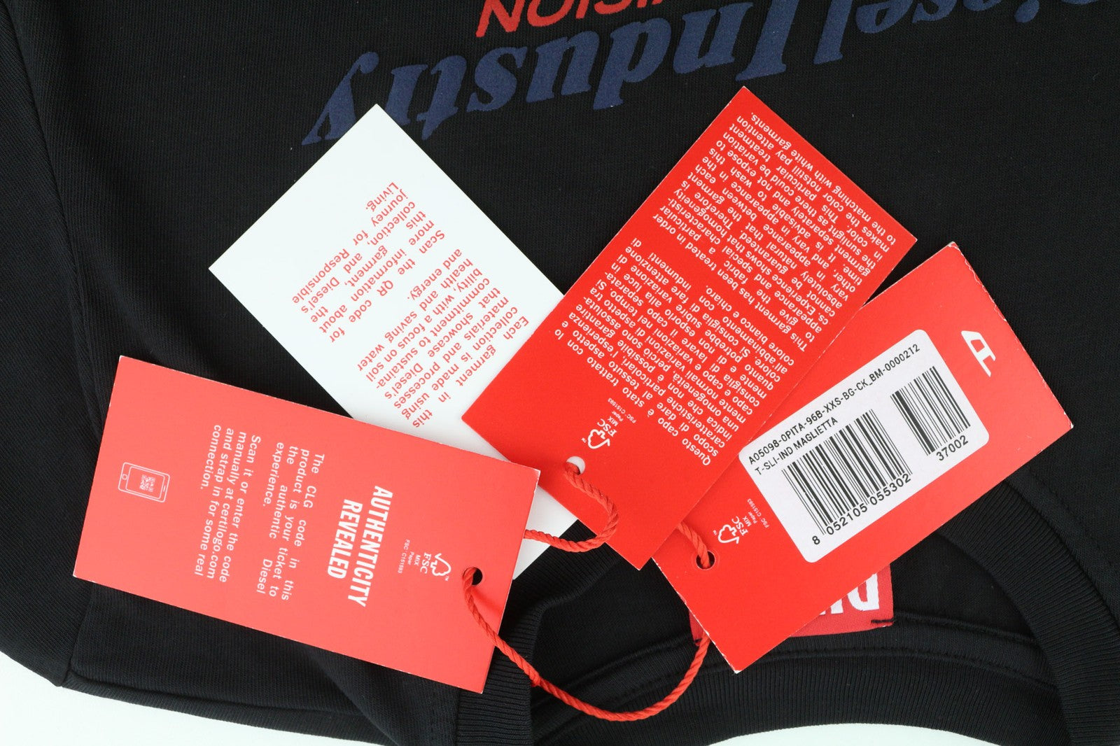 DIESEL T-Sli-Ind Womens T-Shirt 2XS Black Short Sleeve Collar Tricot RRP€90