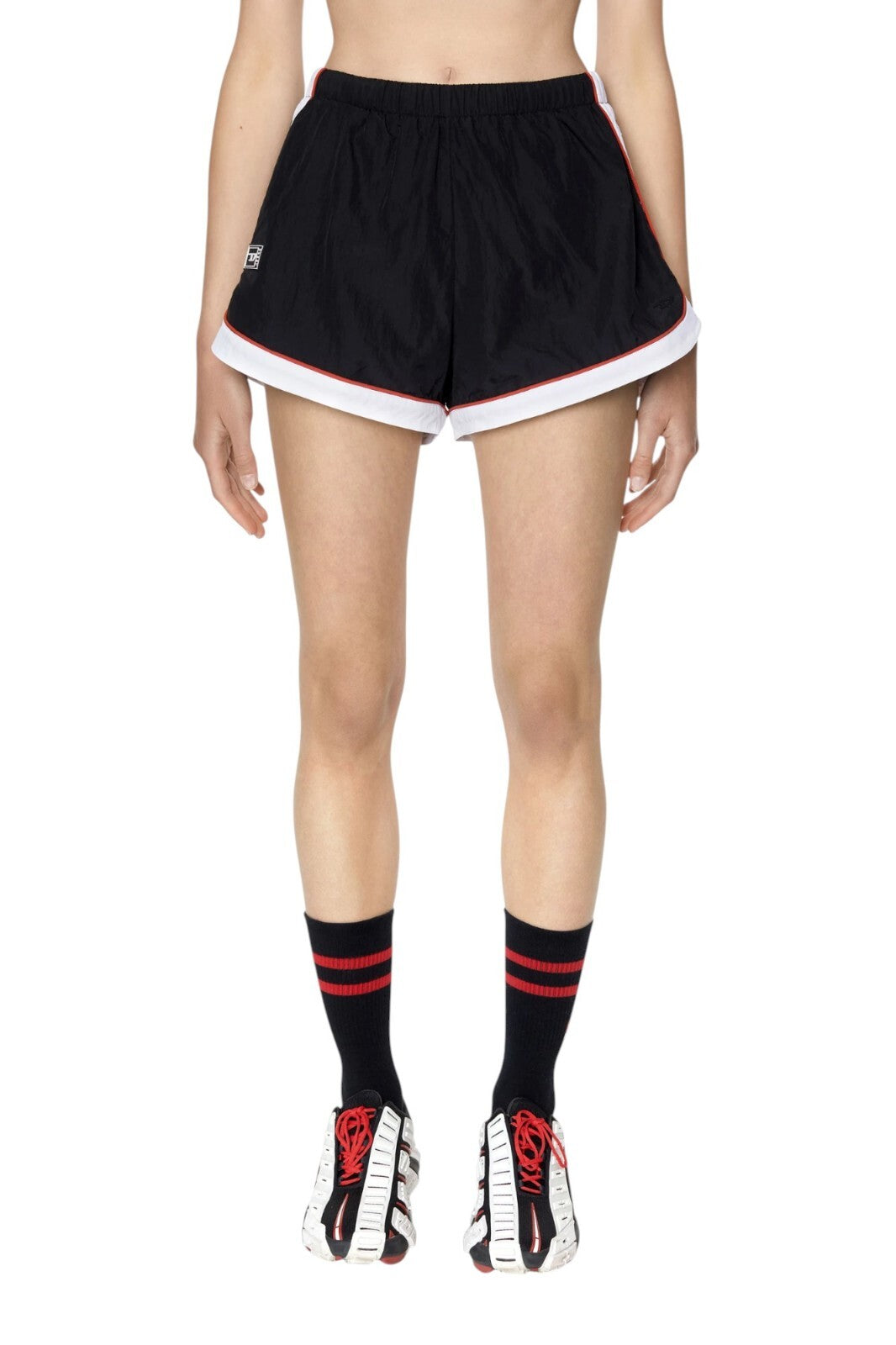 DIESEL Awwb-Eicy-Wt 12 Women Shorts L Black Elastic Waist Lined RRP€90