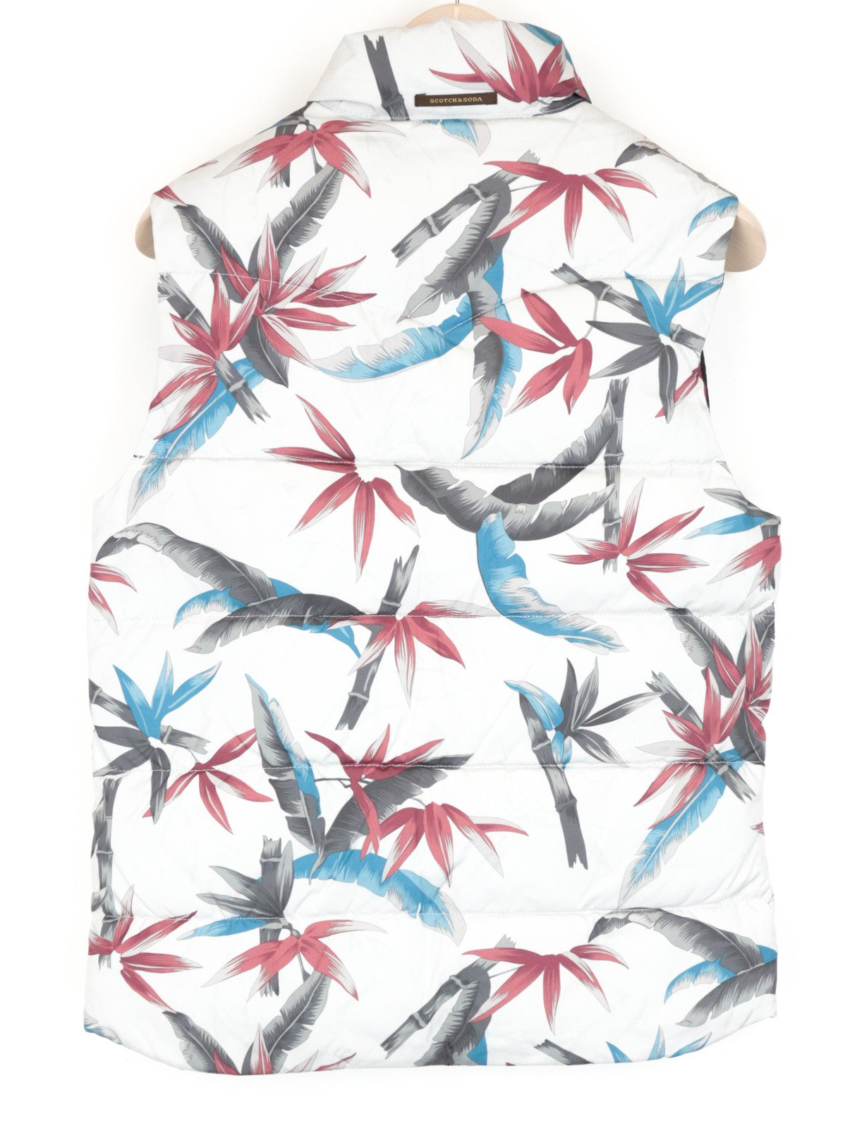 SCOTCH &amp; SODA vyriška liemenė su gėlėtu raštu, dvipusė, balkšva dygsniuota liemenė 