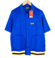 DIESEL S-Bolin Mens Sweatshirt M Short Sleeve Snap Buttons  Neck Blue RRP€175