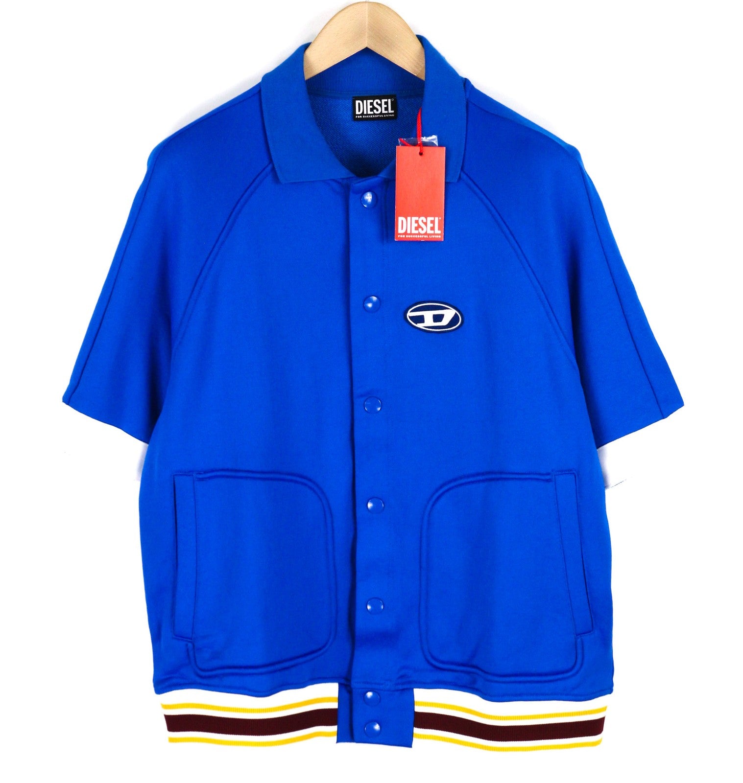 DIESEL S-Bolin Mens Sweatshirt XL Short Sleeve Snap Buttons Polo Blue RRP€175