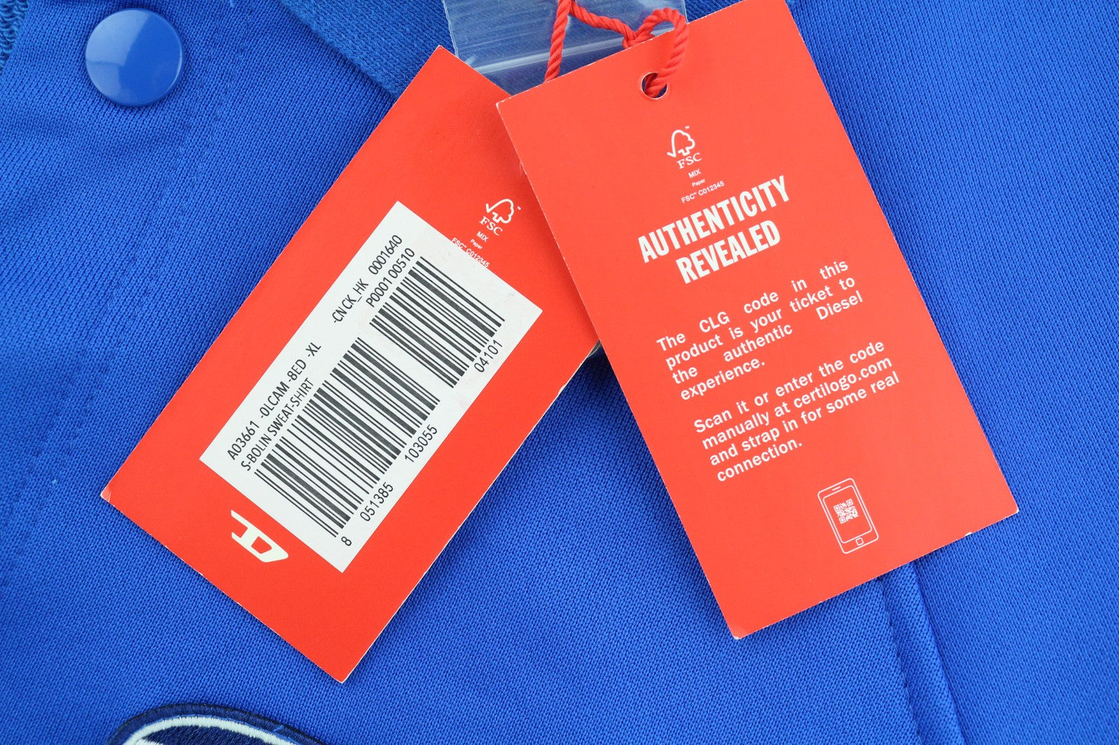 DIESEL S-Bolin Mens Sweatshirt XL Short Sleeve Snap Buttons Polo Blue RRP€175