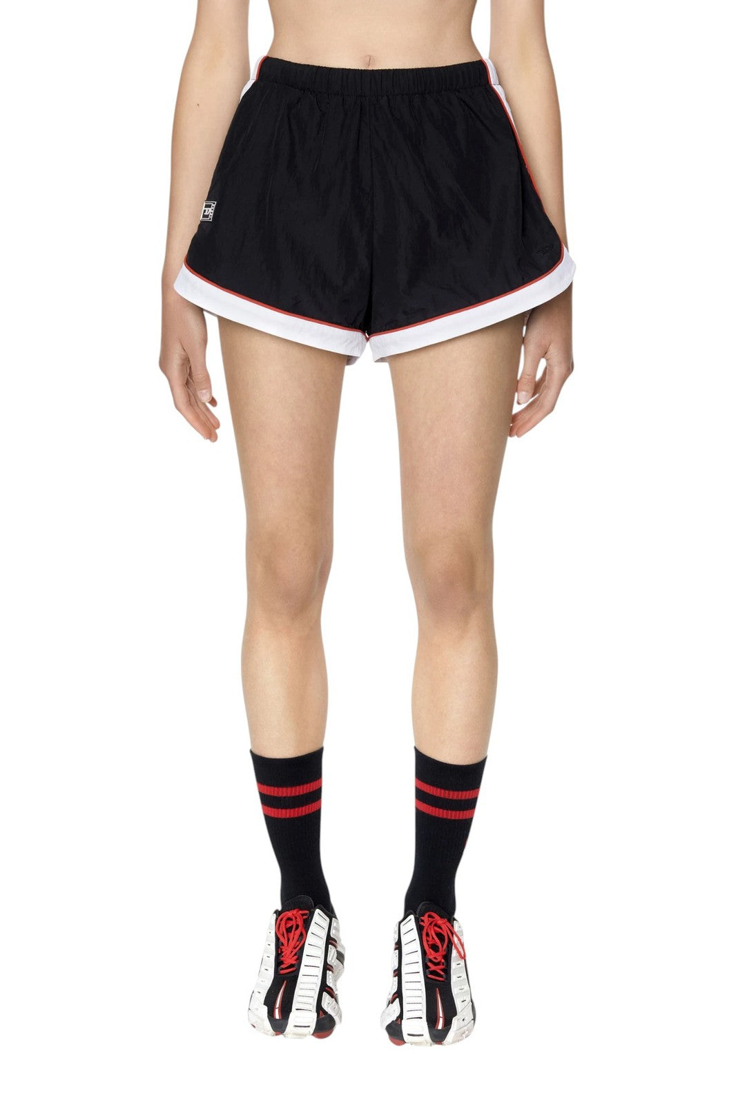 DIESEL Awwb-Eicy-Wt 12 Women Shorts M Black Elastic Waist Lined RRP€90