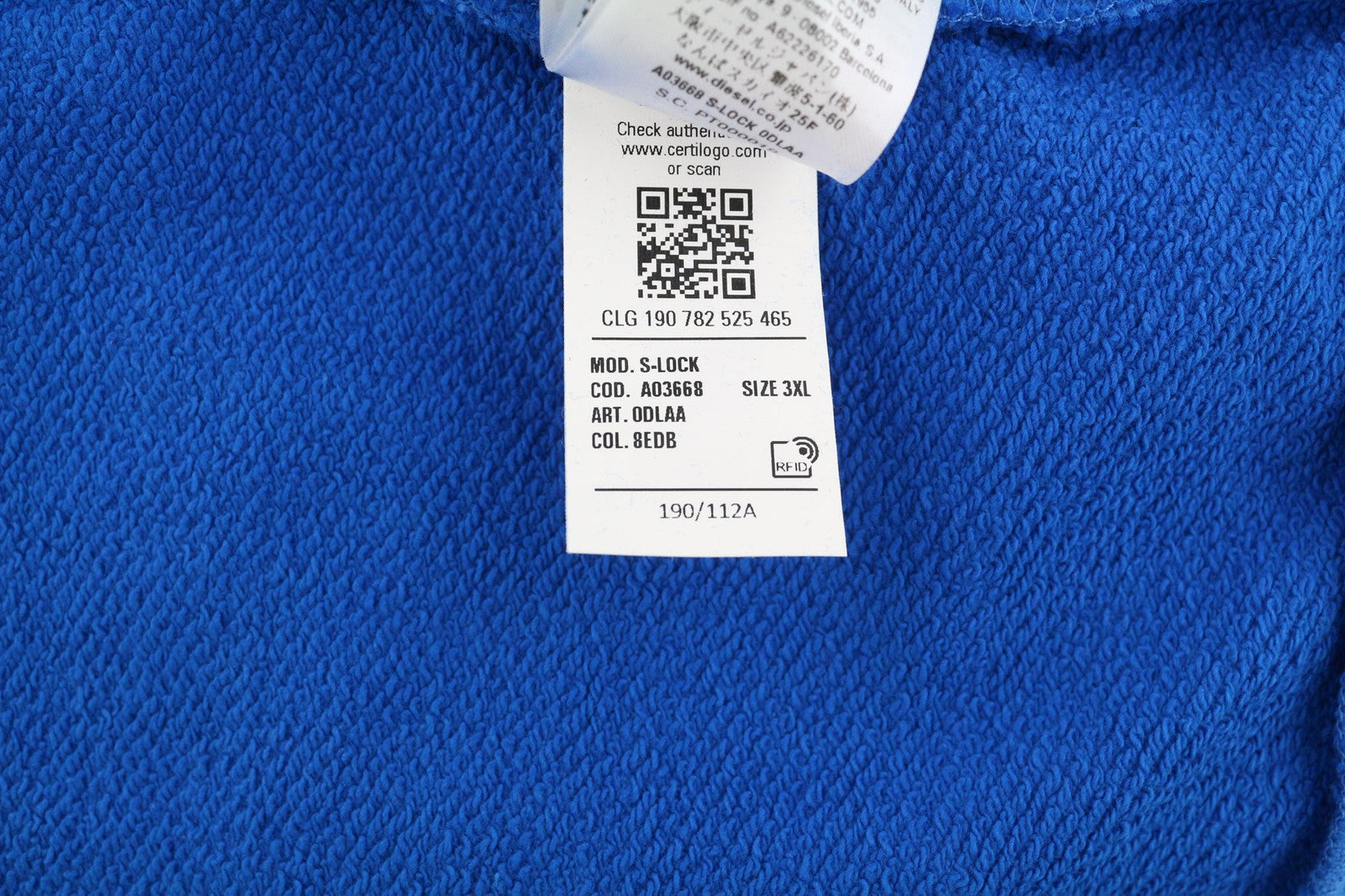 DIESEL S-Lock Mens Sweatshirt 3XL Blue Full Zip High Neck Pockets  Unlined