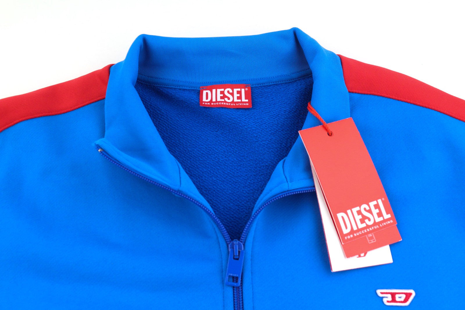 DIESEL S-Lock Mens Sweatshirt 3XL Blue Full Zip High Neck Pockets  Unlined