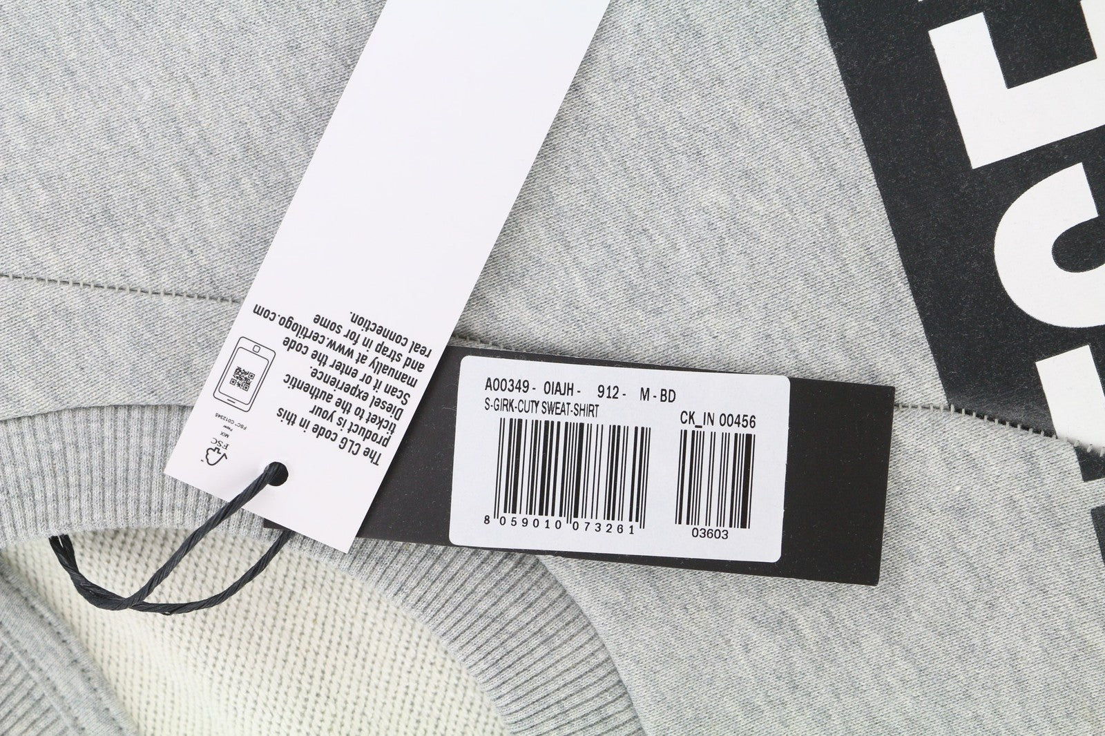 DIESEL S-Girk-Cuty Mens Sweatshirt M Melange Grey Pullover Crew Neck RRP€125