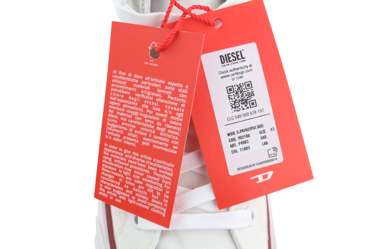 DIESEL S-Principia Mid Mens Sneakers EU43 White Lace Up Trainers RRP185