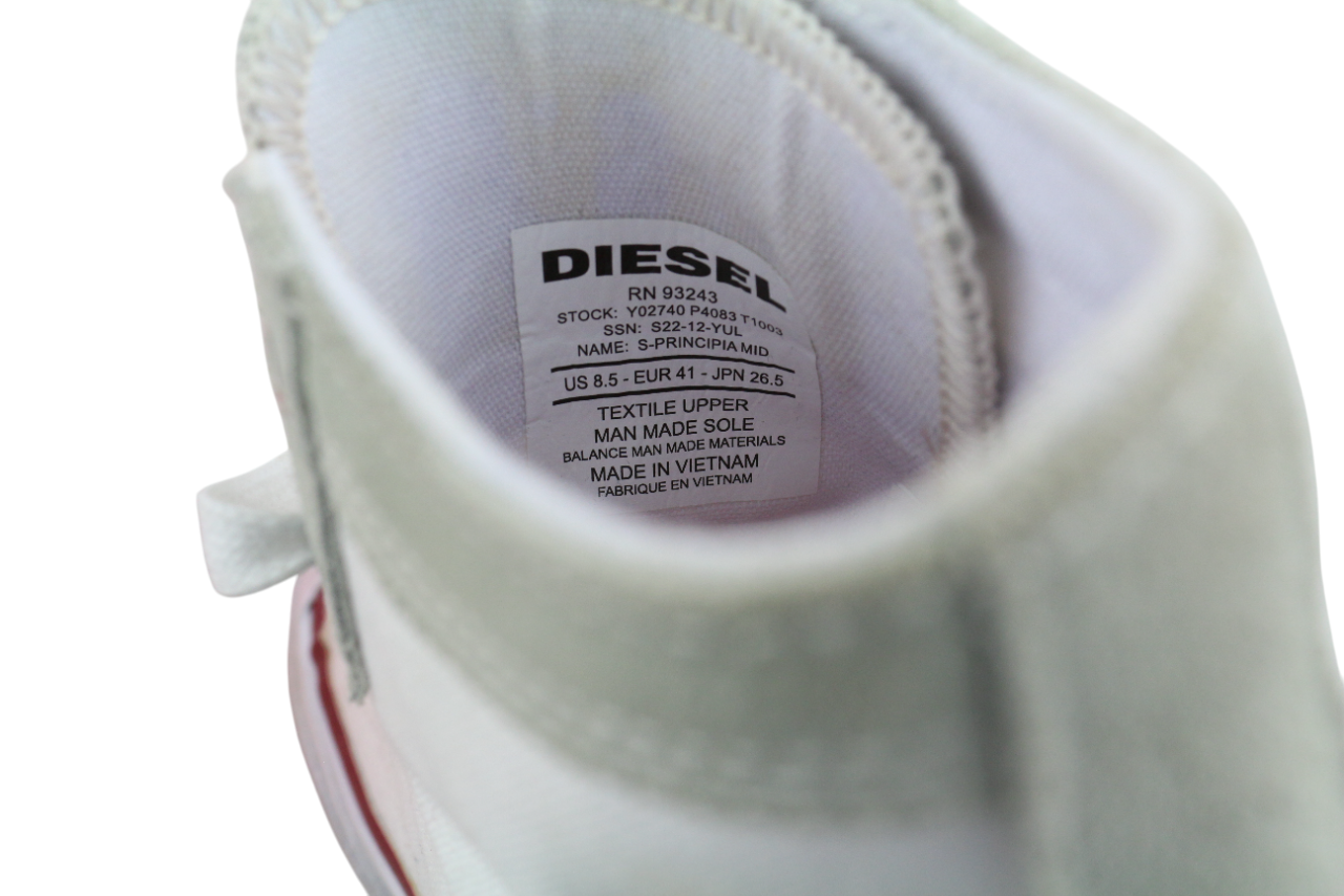 DIESEL S-Principia Mid Mens Sneakers EU41 White High Top Trainers RRP185